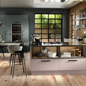 Porter Handleless Dust Grey and Dry Rose